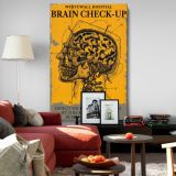 Brain Check-Up - Retro Skull & Brain Diagram with Typography canvas wall art - Image 8