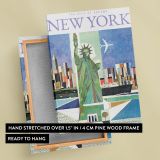 Statue of Liberty - Colorful Skyline & Plane in Geometric Style canvas wall art - Image 6