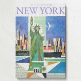 Statue of Liberty - Colorful Skyline & Plane in Geometric Style canvas wall art - Image 7