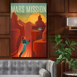 Mars Mission - Retro Space Explorer on Red Planet Poster