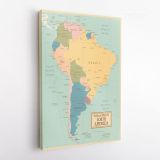 Retro Political Map Of South America with Different sizes Romania Map Canvas Wall Art - Image 3