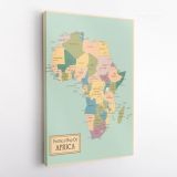 Retro Political Map Of Africa with Different sizes Romania Map Canvas Wall Art - Image 3