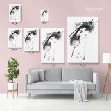 Black And White Creative Women Watercolor Painting Posters Print Canvas - Image 3