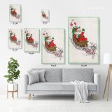 Merry Christmas Santa Claus's Reindeer Print Painting Framed Canvas - Image 3