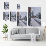 Merry Christmas Winter Snow Print Painting Framed Canvas - Image 3