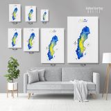 Sweden Water Color Wall Map with Different sizes Sweden Map Canvas Wall Art - Image 3