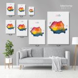 Romania Water Color Wall Map with Different sizes Romania Map Canvas Wall Art - Image 3