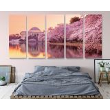 Panoramic Cherry Blossoms and Jefferson Memorial Monument of the Tidal Basin Canvas Wall Art - Image 6