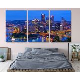 Panoramic Canvas Pittsburgh City Night View Canvas Pittsburgh Wall Art - Image 3