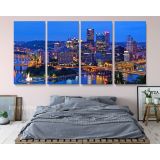 Panoramic Canvas Pittsburgh City Night View Canvas Pittsburgh Wall Art - Image 4