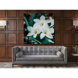Portrait Tropical Flowers Leaves Canvas for Green Leaves Canvas Wall Art - Image 4