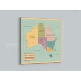 Political Map of Australia Vintage Canvas with Frame Atlas Wall Picture Poster Print - Image 4