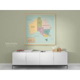 Political Map of Australia Vintage Canvas with Frame Atlas Wall Picture Poster Print - Image 5