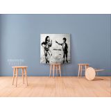 Banksy Style Rude Kids Canvas with Frame - Image 3