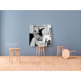 Banksy Style Girl with Ballon Flower Thrower Collage Canvas with Frame - Image 2