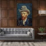 Vincent Van Gogh Painting Self-Portrait With Felt Hat Abstract PaintingWall Art Mural Canvas - Image 5