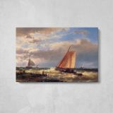 A Choppy Estuary by Abraham Hulk Snr - single-panel canvas displayed above a console table