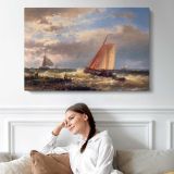 A Choppy Estuary by Abraham Hulk Snr - single-panel canvas displayed above a sofa