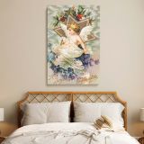 A Joyous Christmastide - Angel with Holly and Star (1908) canvas wall art