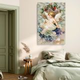 A Joyous Christmastide - Angel with Holly and Star (1908) canvas wall art - Image 3