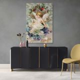 A Joyous Christmastide - Angel with Holly and Star (1908) canvas wall art - Image 4