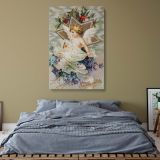 A Joyous Christmastide - Angel with Holly and Star (1908) canvas wall art - Image 5