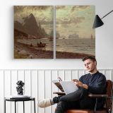 A Norwegian Fjord by Adelsteen Normann - two-panel canvas displayed in a reading room