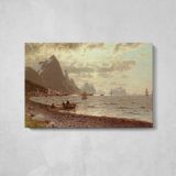 A Norwegian Fjord by Adelsteen Normann - single-panel canvas displayed above a console table