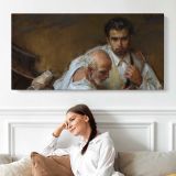 A Tender Embrace by Daniel Gerhartz — single-panel canvas shown above a seated person