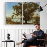 A View from Sacramento by Albert Bierstadt - two-panel canvas displayed in a reading room