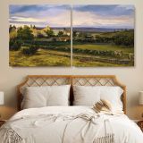 A Village in a Valley — single-panel canvas in a bedroom
