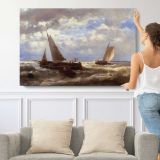 A Windy Day by Abraham Hulk Snr - single-panel canvas shown with a person for scale