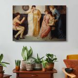 A Youth Relating Tales to Ladies by Simeon Solomon - single-panel canvas displayed above a console table