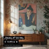 Absinthe Drinker - Pablo Picasso Pastel Bar Scene with Moody Figure canvas wall art
