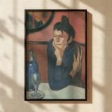 Absinthe Drinker - Pablo Picasso Pastel Bar Scene with Moody Figure canvas wall art - Image 2