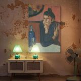 Absinthe Drinker - Pablo Picasso Pastel Bar Scene with Moody Figure canvas wall art - Image 5