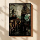 All Hands to the Pumps - Maritime Storm Painting by Henry Scott Tuke Canvas Art - Image 2
