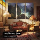 An Avalanche in the Alps by Phillip James De Loutherbourg - multi-panel canvas displayed in a classic lounge