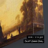 An Indian Encampment by Albert Bierstadt - canvas surface and wrapped edge detail