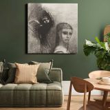 And a Large Bird, Descending From the Sky, Hurls Itself Against the Topmost Point of Her Hair, plate 3 of 10 by Odilon Redon — room mockup view 15