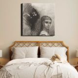 And a Large Bird, Descending From the Sky, Hurls Itself Against the Topmost Point of Her Hair, plate 3 of 10 by Odilon Redon — room mockup view 17