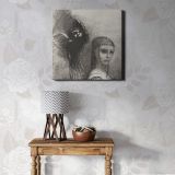 And a Large Bird, Descending From the Sky, Hurls Itself Against the Topmost Point of Her Hair, plate 3 of 10 by Odilon Redon — room mockup view 1