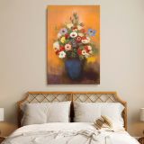 Anemones and Lilacs in Vase - Color Pastel Floral Art By Odilon Redon canvas wall art