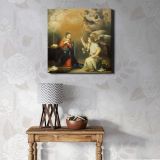 Annunciation to the Virgin (ca. 1660–1680) by Bartolomé Esteban Murillo — room mockup view 1