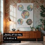 Antique World Map - Geography Wall Hanging Canvas for Study or Decor