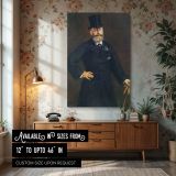 Antonin Proust by Edouard Manet - Black Coat with Top Hat and Brown Backdrop canvas wall art