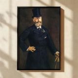 Antonin Proust by Edouard Manet - Black Coat with Top Hat and Brown Backdrop canvas wall art - Image 2