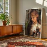 Apple Blossom Portrait by George Clausen - Pink Flowers and Pensive Gaze canvas wall art - Image 6