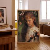 Apple Blossom Portrait by George Clausen - Pink Flowers and Pensive Gaze canvas wall art - Image 7
