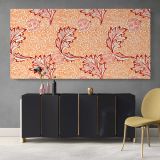 Apple Floral Pattern in Coral by William Morris — single-panel canvas above a sideboard